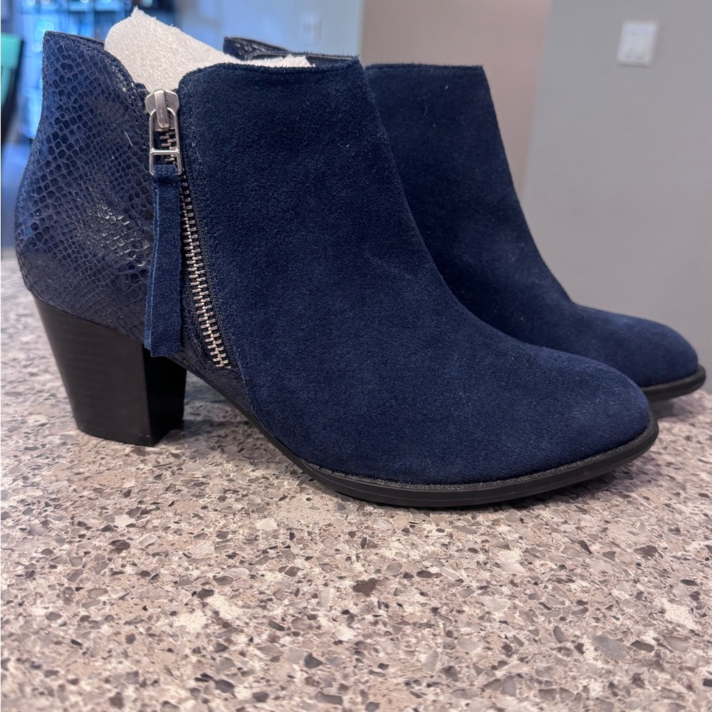 Women's Blue Suede Ankle Boots